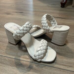 Elegant Cream Braided Heeled Sandals